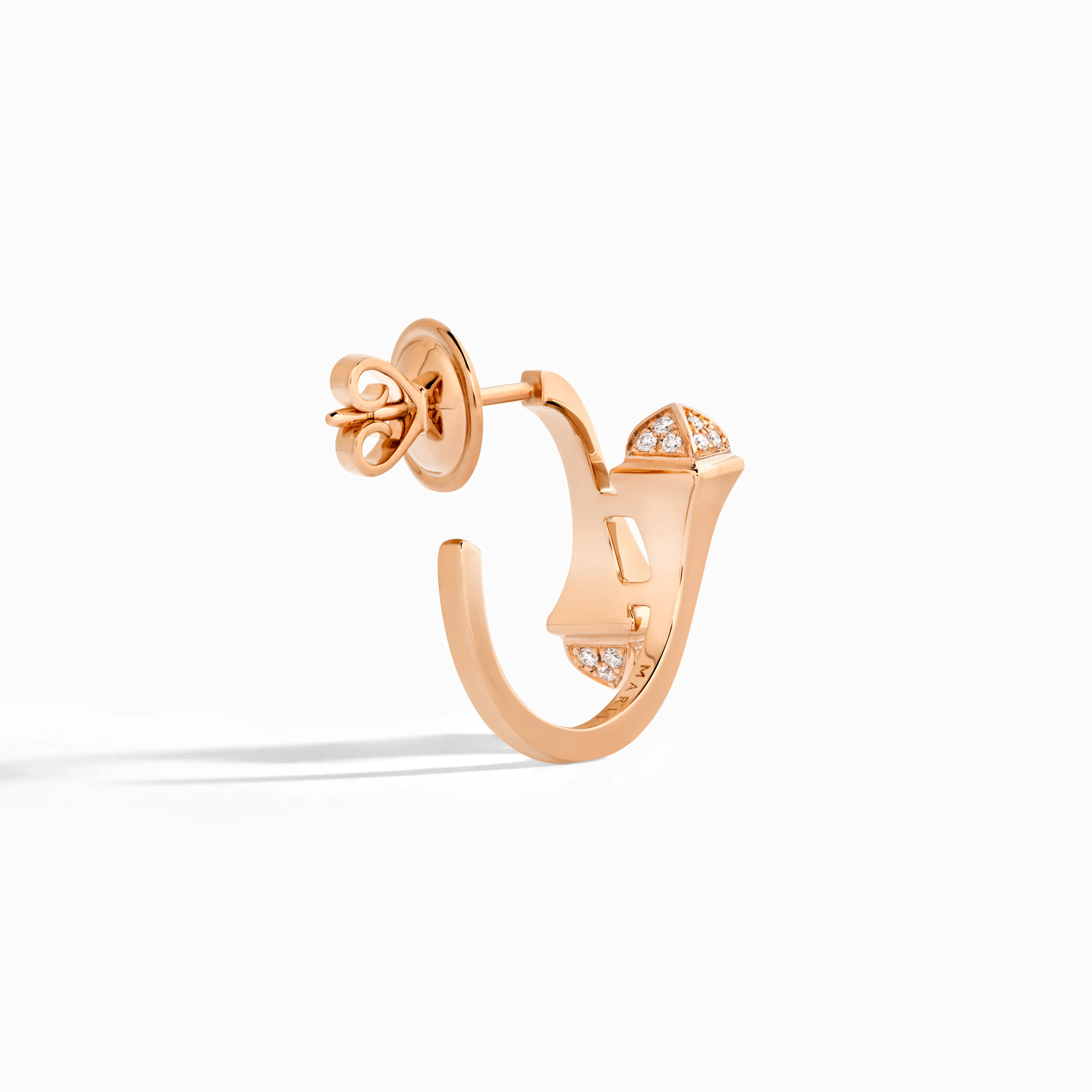 Cleo Gold Open Hoop Earrings with Diamond Pyramids - Image 3