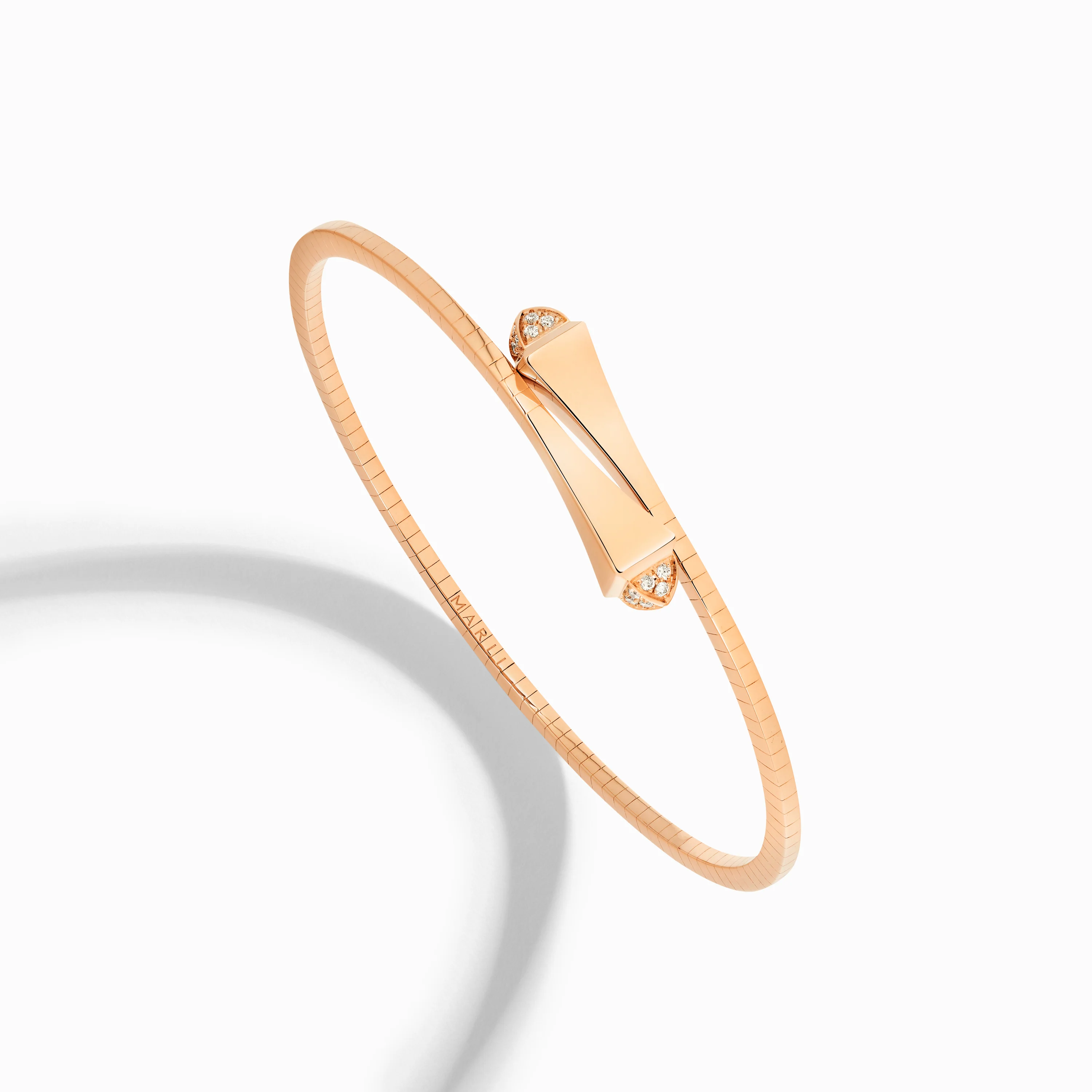 Cleo Gold Slim Slip-On Bracelet with Diamond Pyramids
