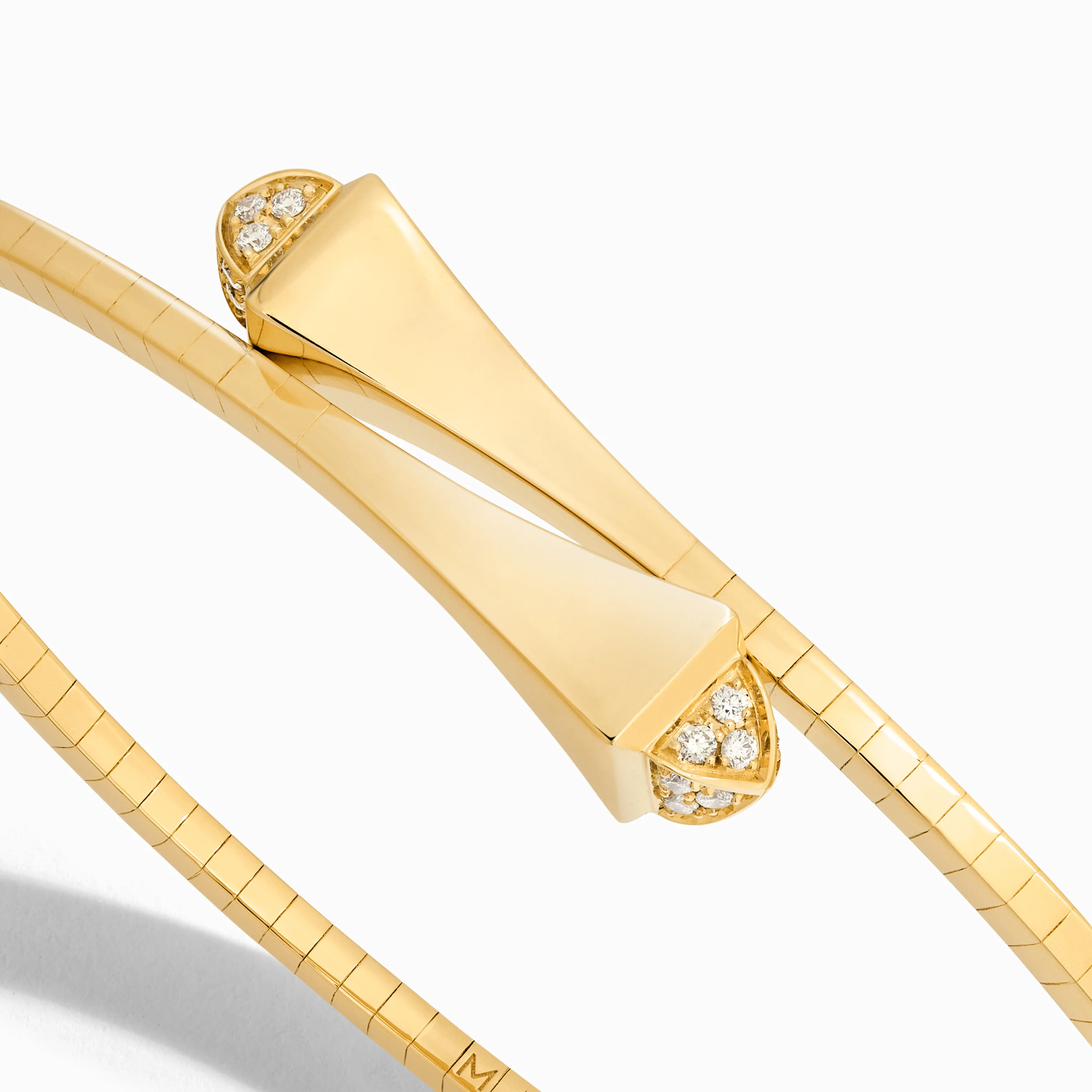 Cleo Gold Slim Slip-On Bracelet with Diamond Pyramids - Image 2