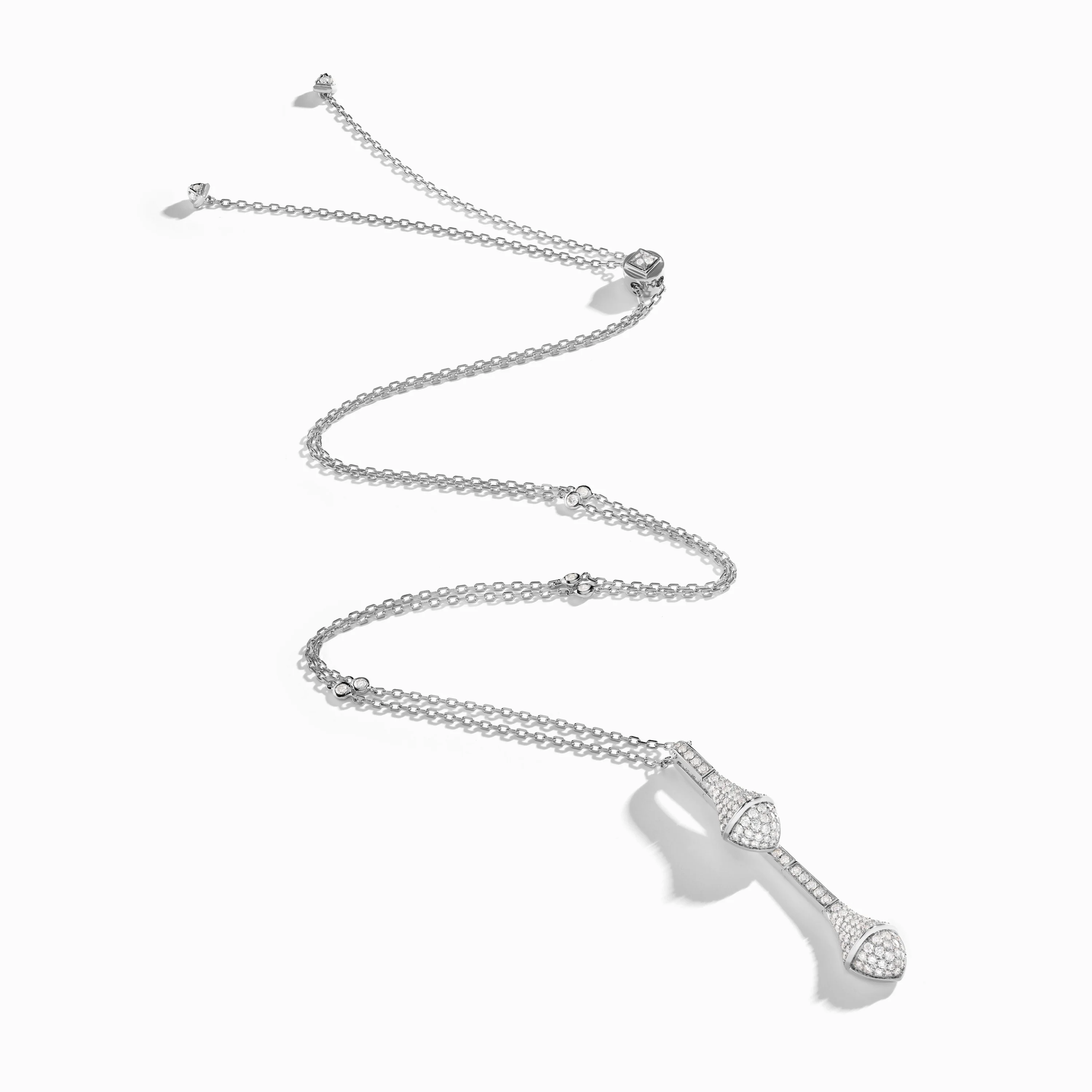 Cleo Long Chain Full Diamond Drop Pendant Necklace