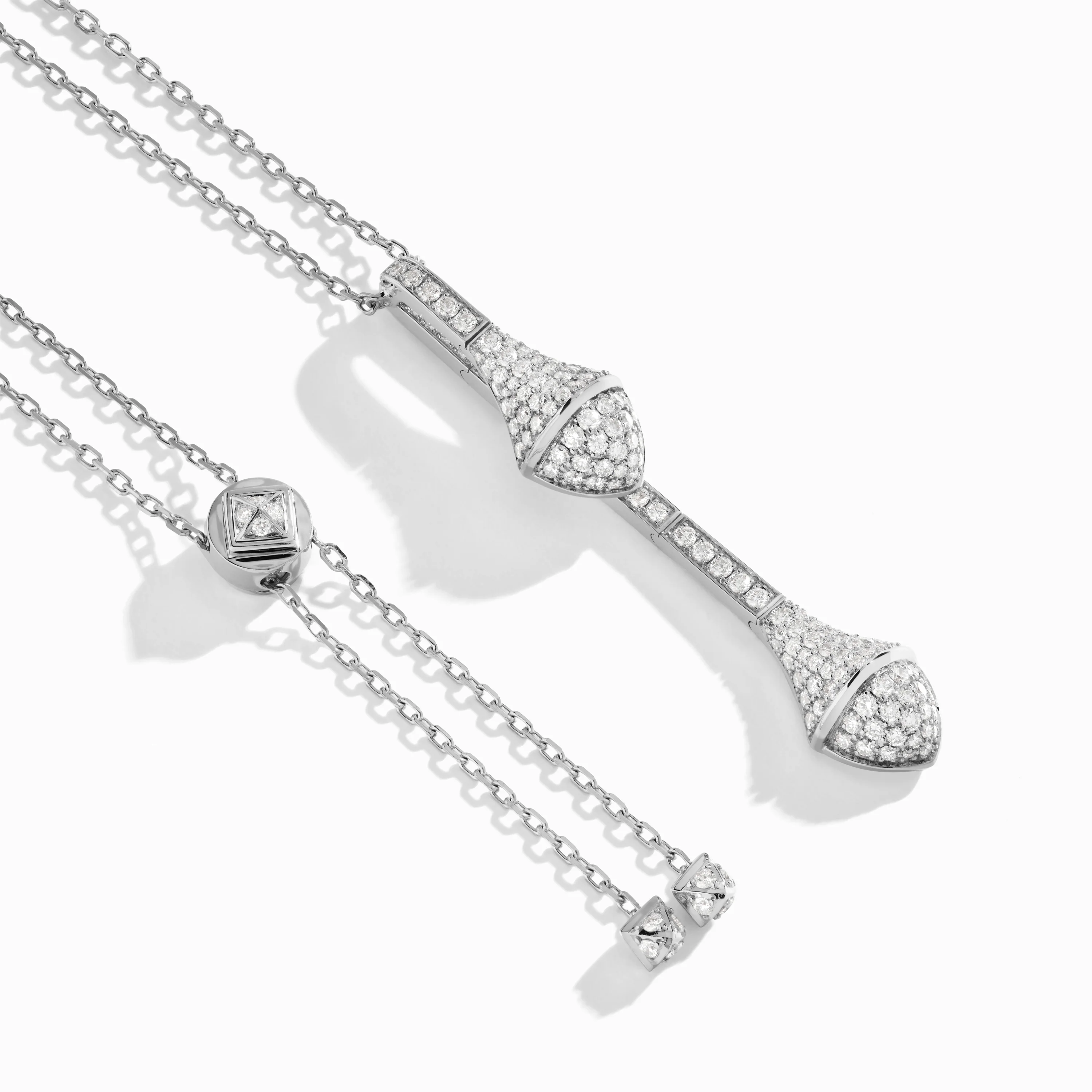 Cleo Long Chain Full Diamond Drop Pendant Necklace - Image 2