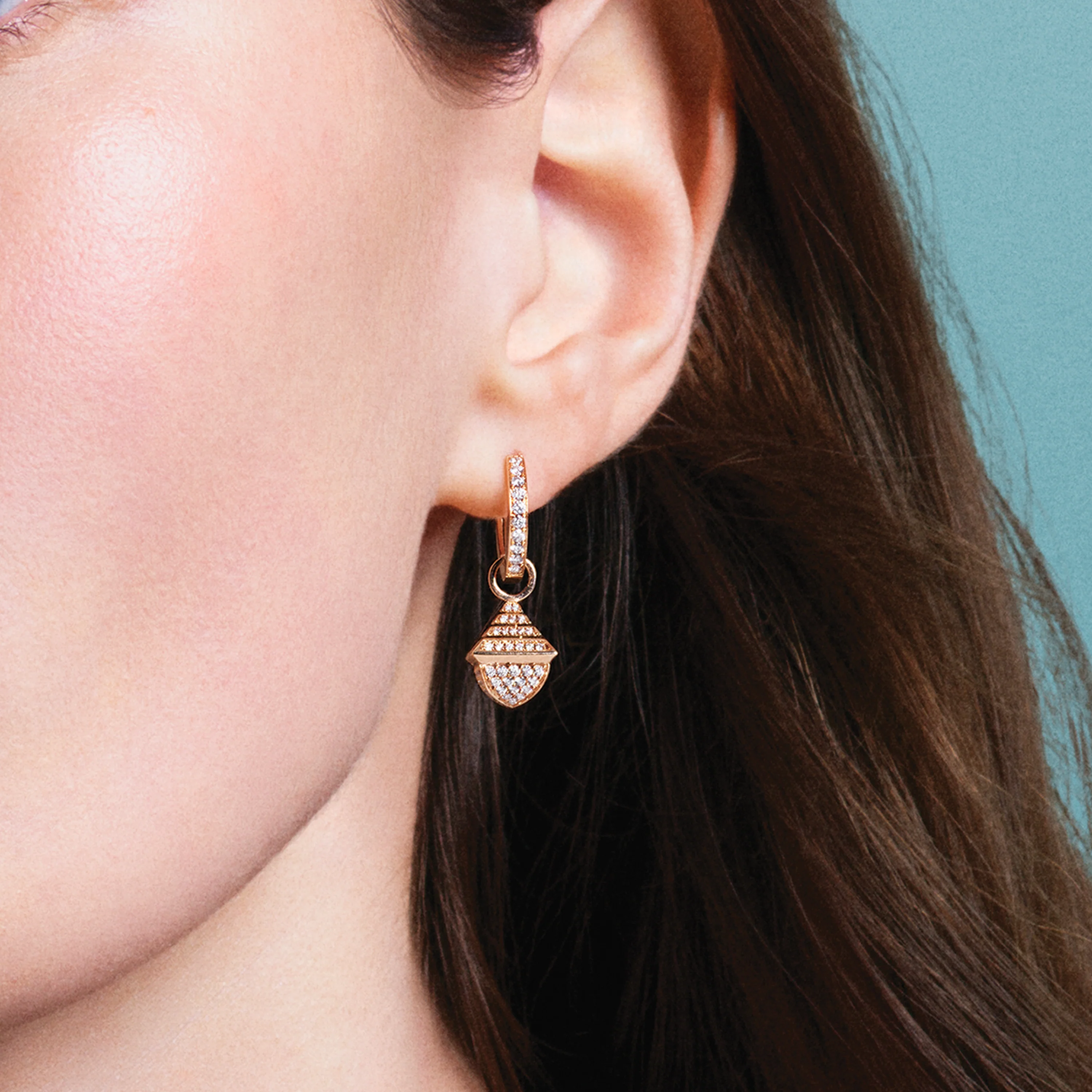 Cleo Rev Midi Full Diamond Drop Earrings - Image 4