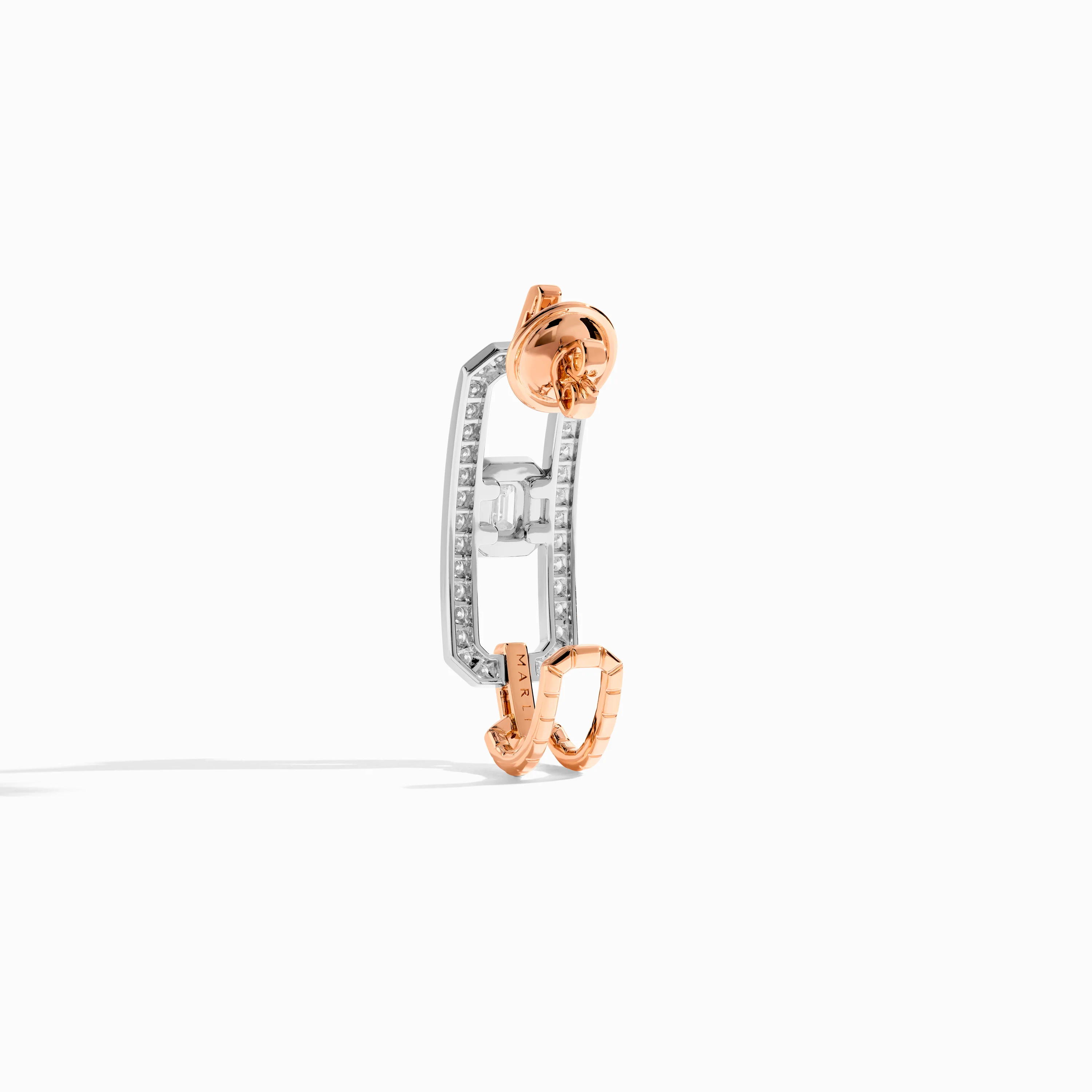 Empire Two-Tone Diamond Statement Open Link Earrings - Image 3