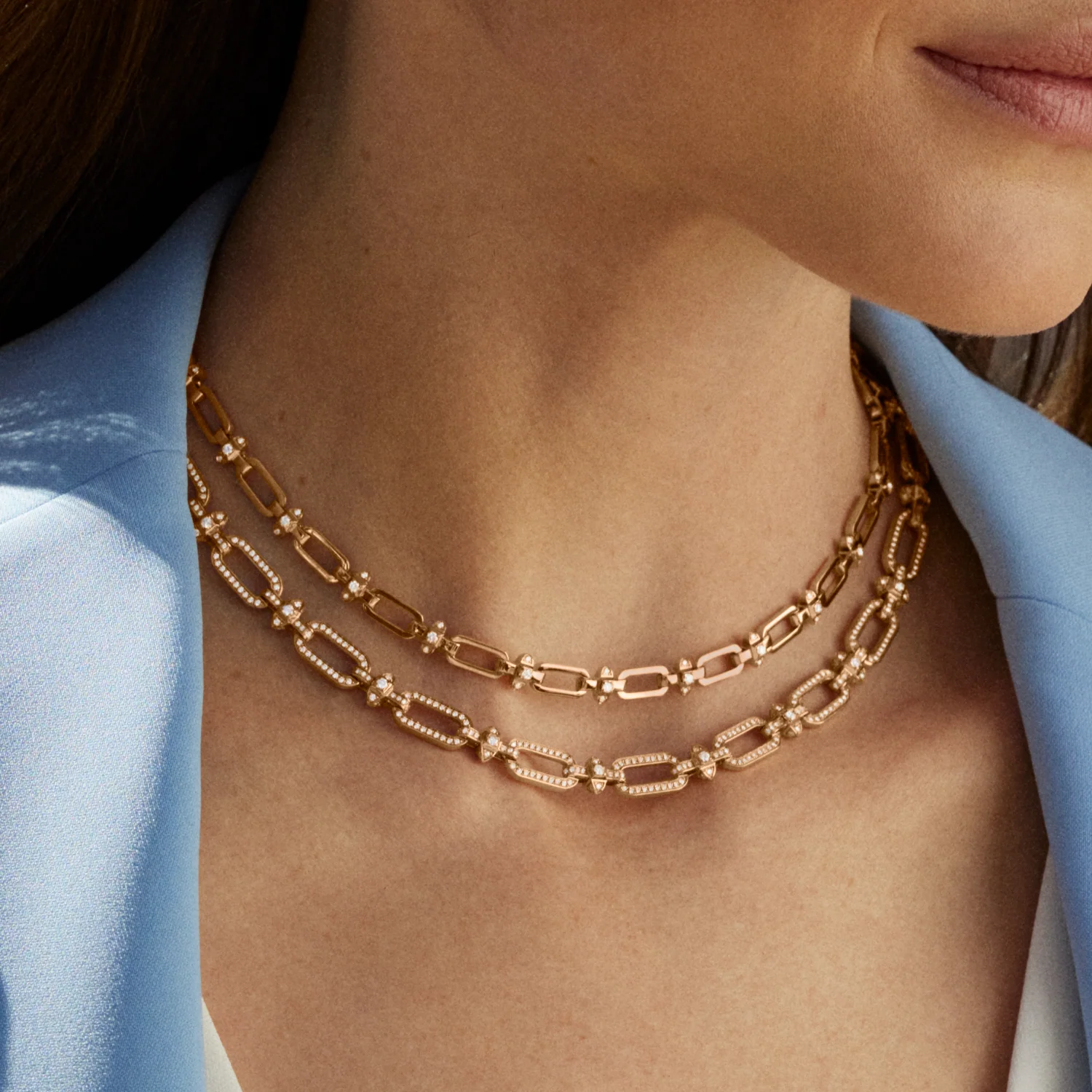 Tip-Top Link Gold Collar Necklace - Image 3