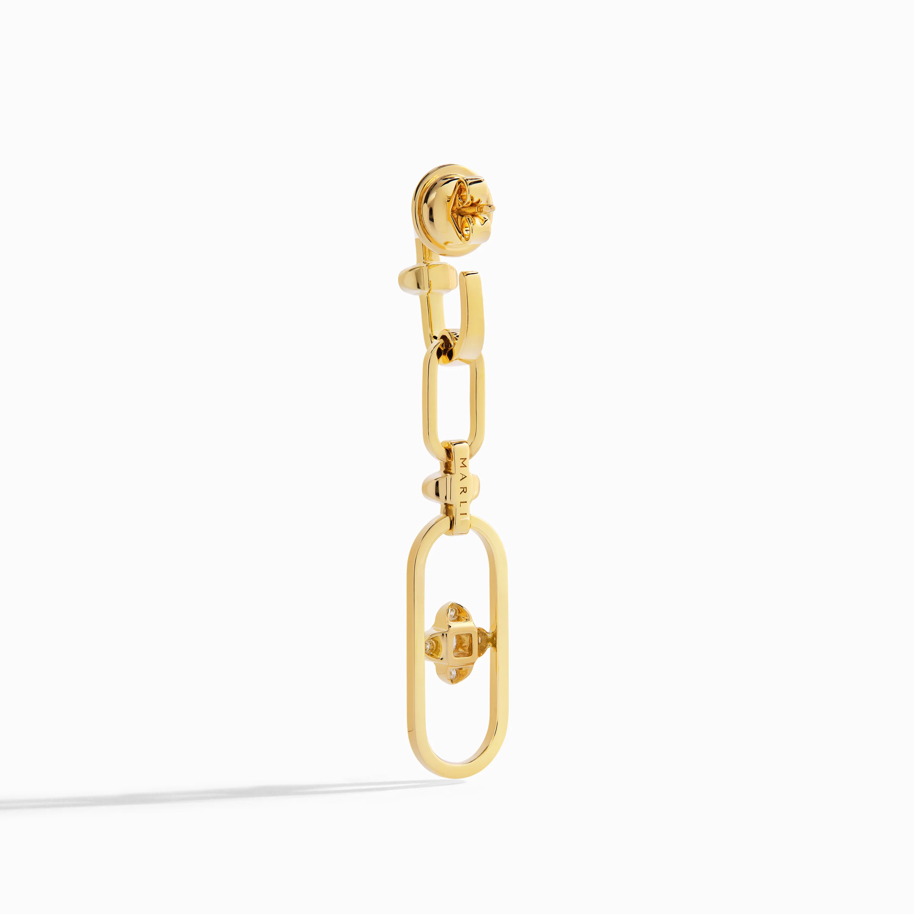 Tip-Top Link Gold Double Drop Earrings - Image 3