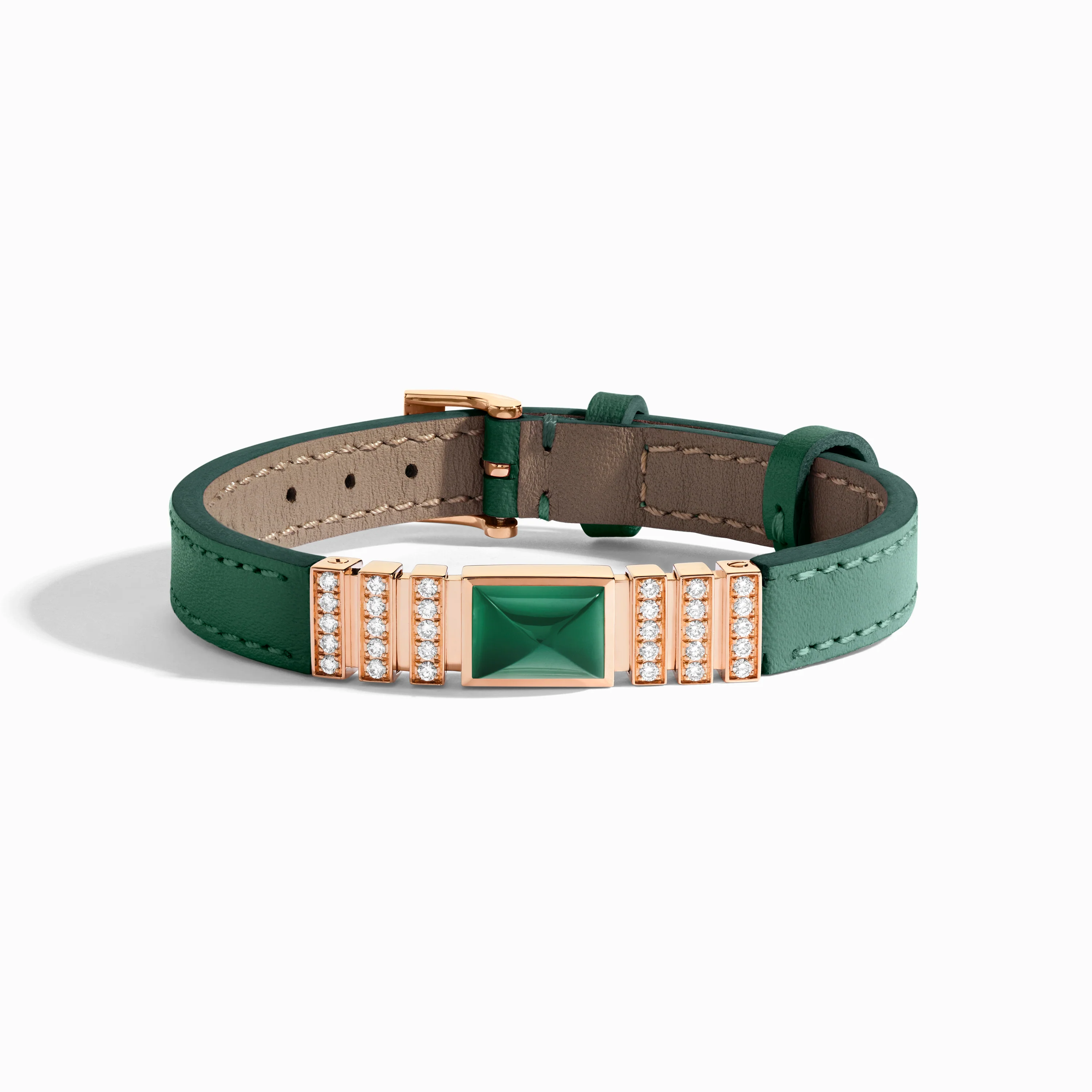 UNII Gold and Pavé Diamond Leather Strap Bracelet - Image 10