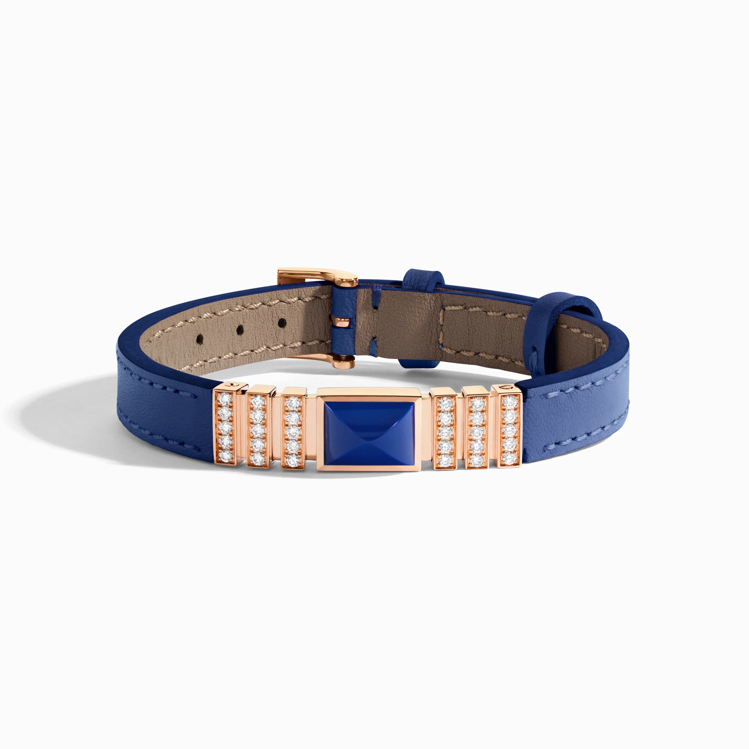 UNII Gold and Pavé Diamond Leather Strap Bracelet - Image 14