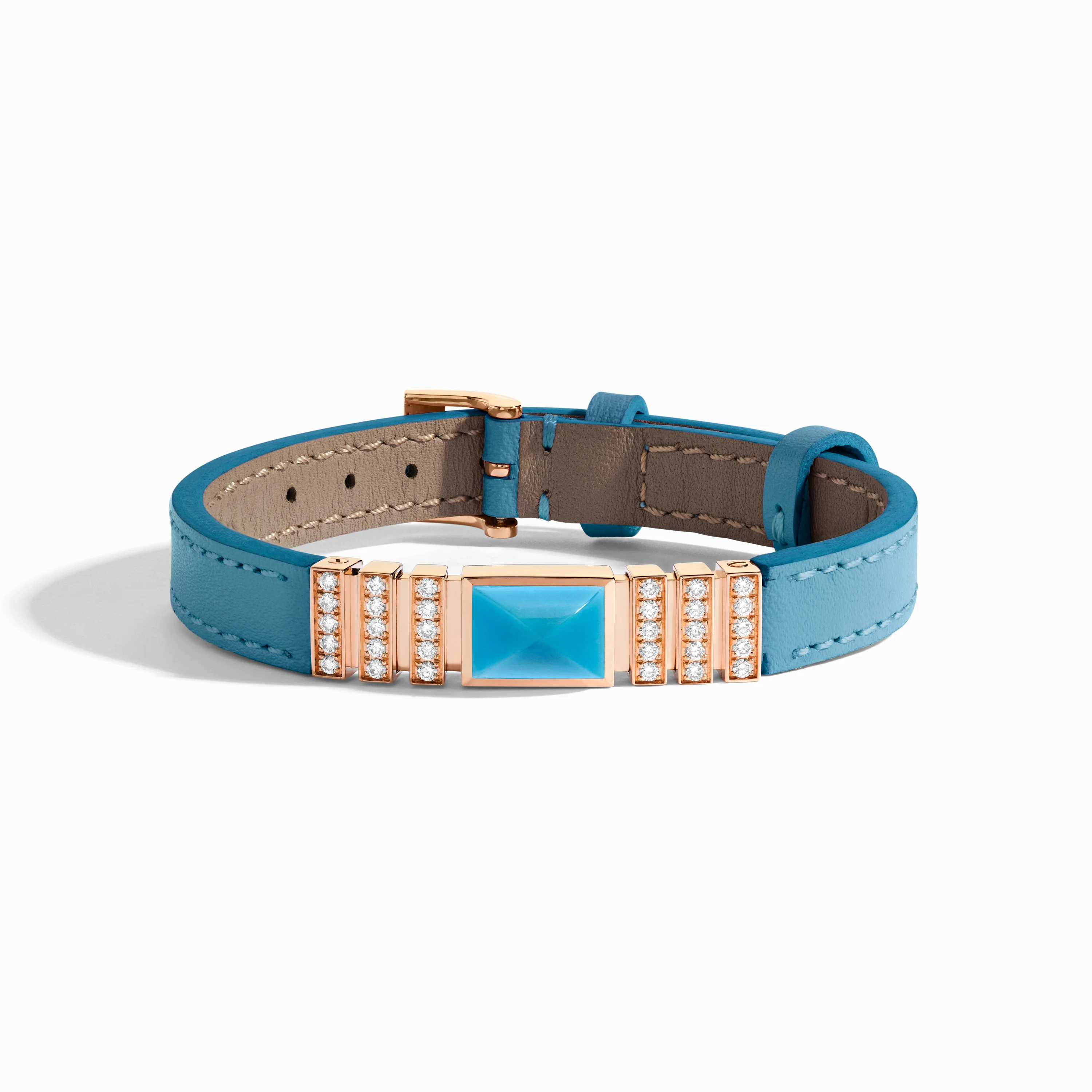 UNII Gold and Pavé Diamond Leather Strap Bracelet - Image 6