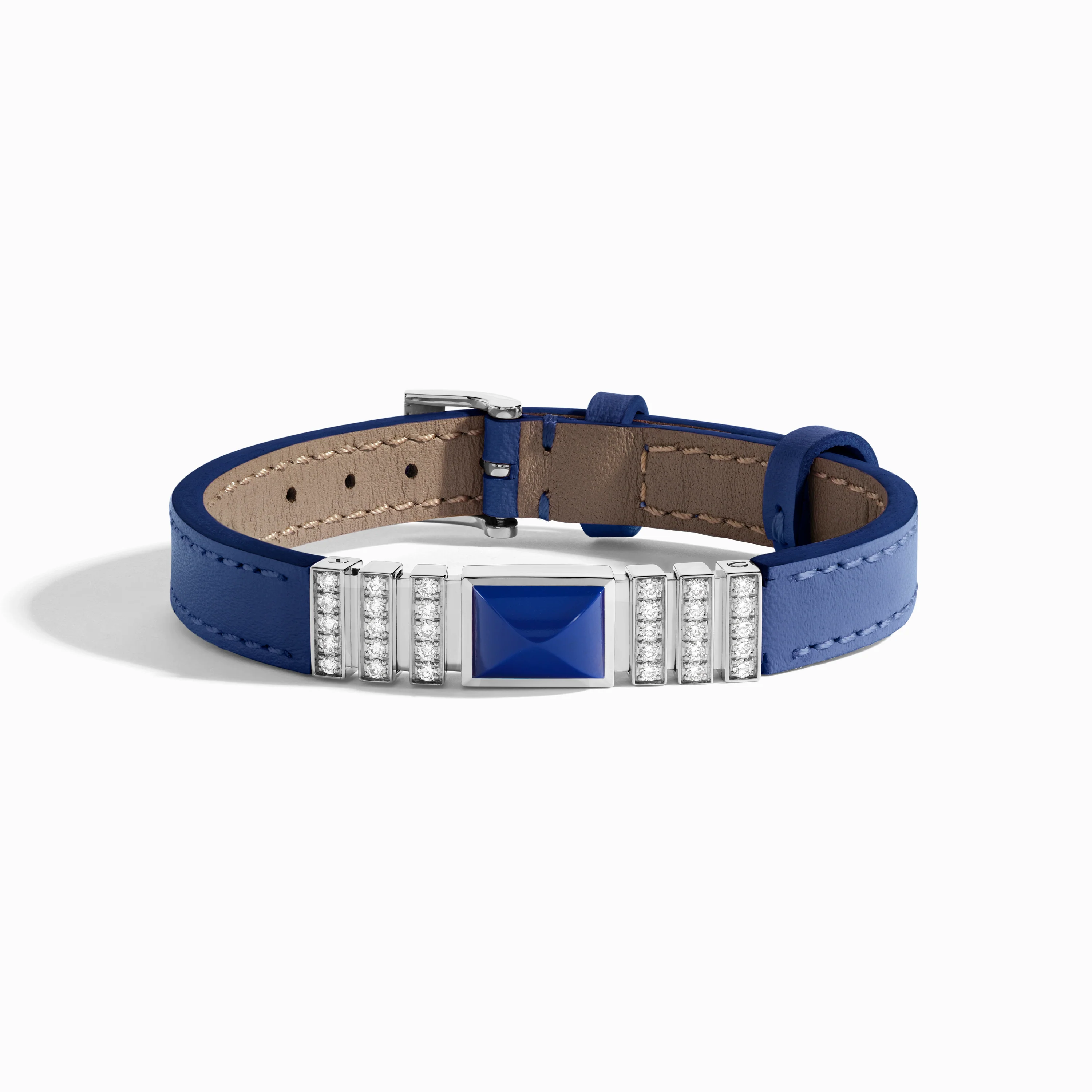 UNII Gold and Pavé Diamond Leather Strap Bracelet - Image 14