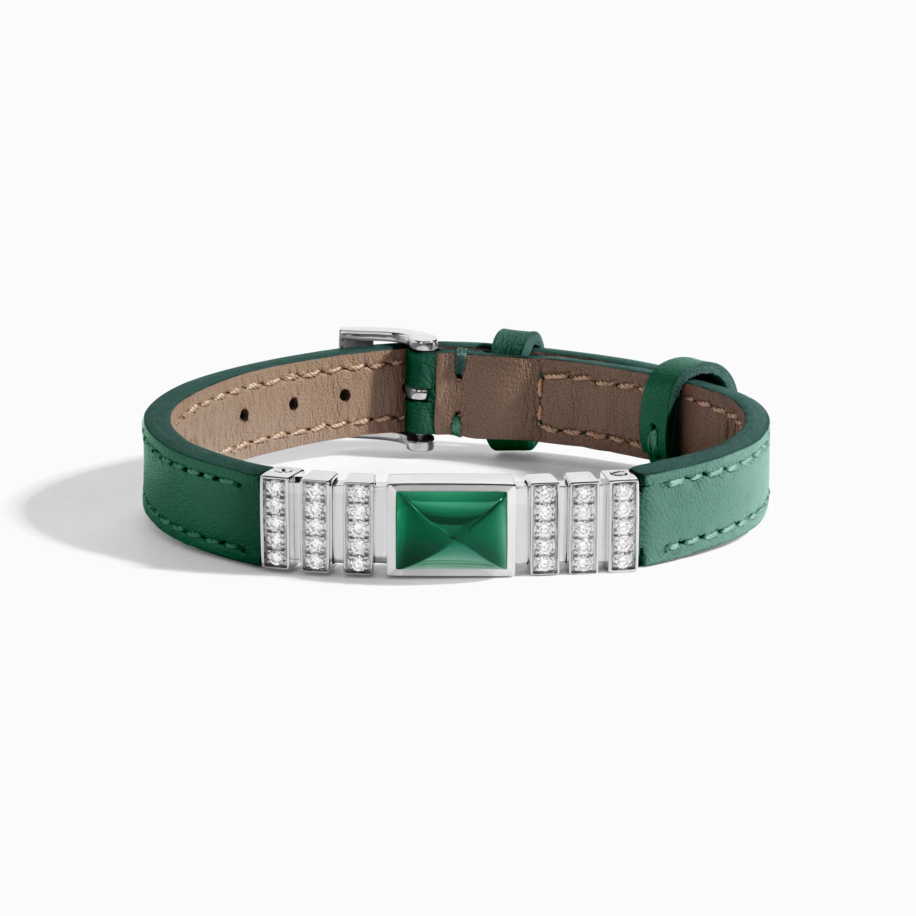 UNII Gold and Pavé Diamond Leather Strap Bracelet - Image 6