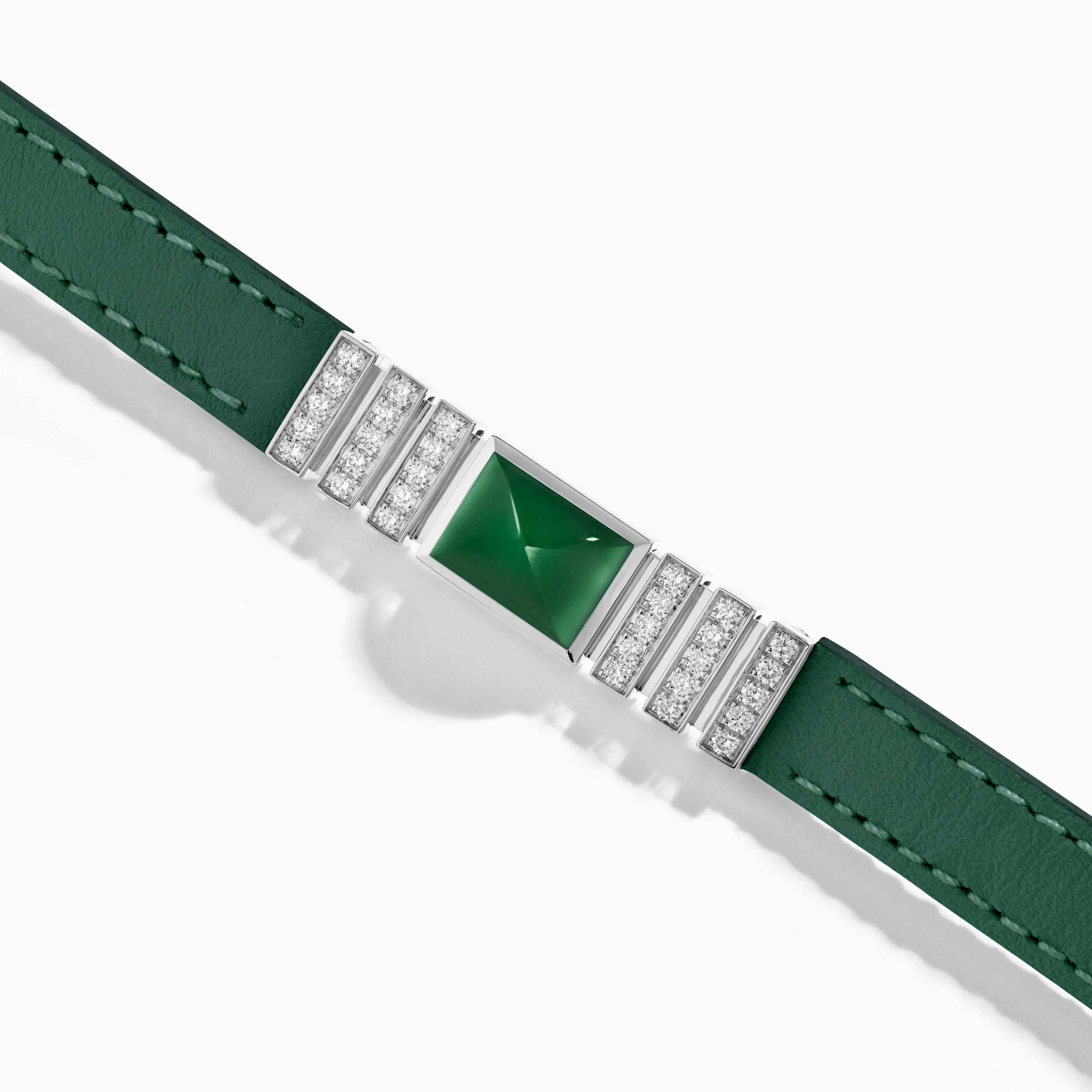 UNII Gold and Pavé Diamond Leather Strap Bracelet - Image 8